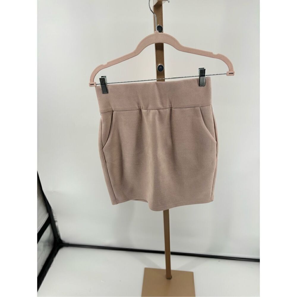 Ammo Big Booty Suede Skirt Beige Faux Suede Mini Size M